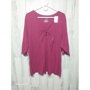 Venezia 18/20 Half Sleeve V Neck Top Rhinestones